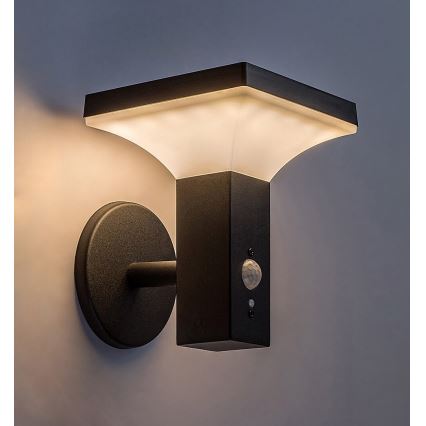 Rabalux - LED соларен стенен фенер с сензор LED/4W/230V IP44 черен 2200 mAh