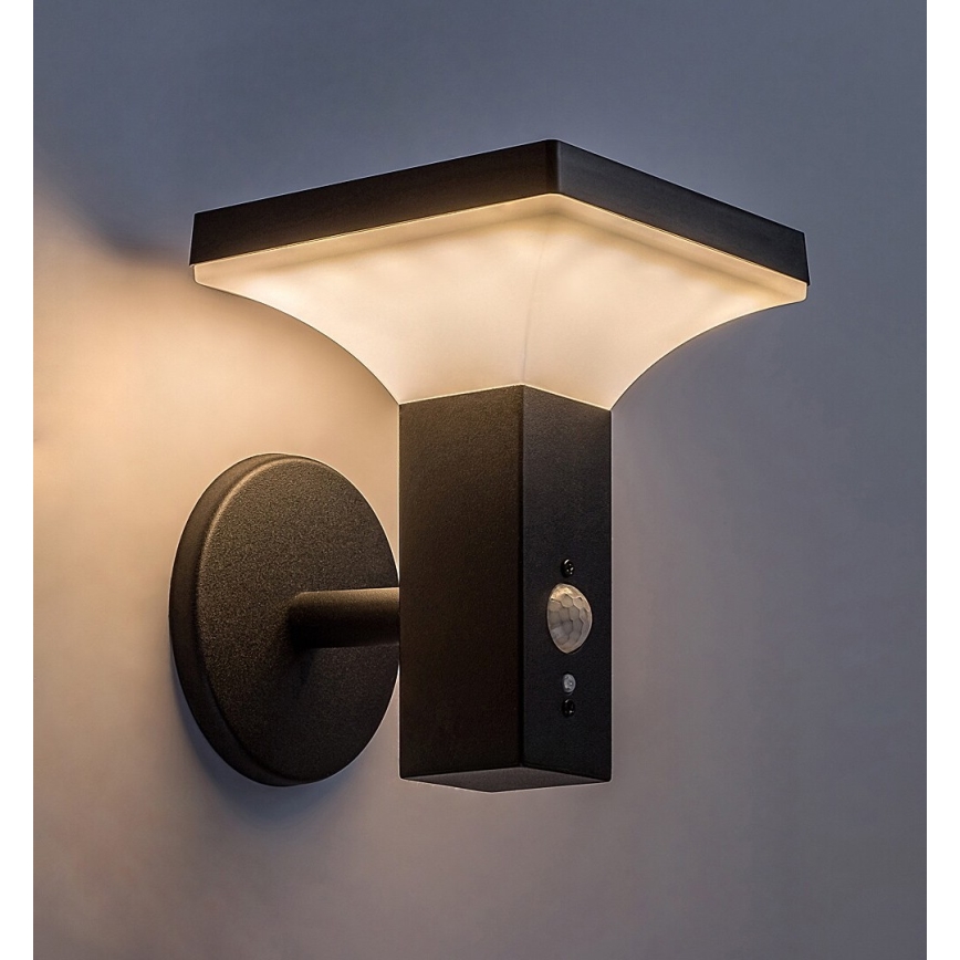 Rabalux - LED соларен стенен фенер с сензор LED/4W/230V IP44 черен 2200 mAh