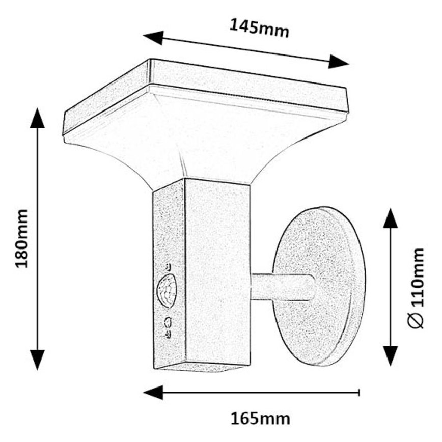 Rabalux - LED соларен стенен фенер с сензор LED/4W/230V IP44 черен 2200 mAh