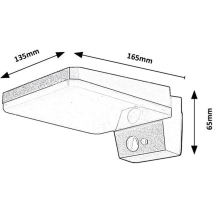 Rabalux - LED Димируем соларен аплик със сензор LED/4,4W/3,7V IP54 черен