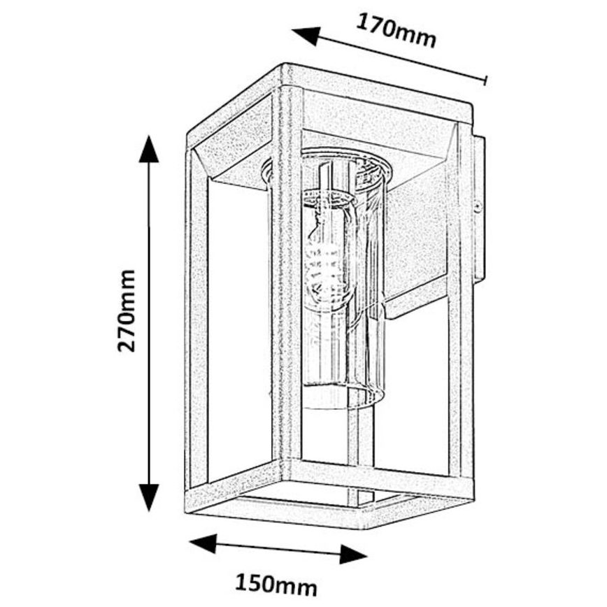 Rabalux - Екстериорен аплик 1xE27/15W/230V IP54 черен