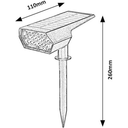Rabalux - LED Соларна лампа LED/0,5W/3,7V IP65 черен