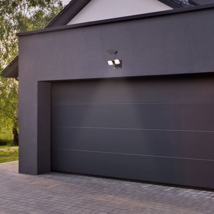 Rabalux - LED Solar wall flexible лампа със сензор и external panel 2xLED/5W/3,7V IP54 черен