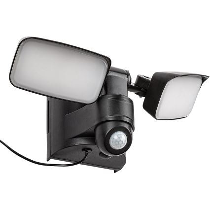 Rabalux - LED Solar wall flexible лампа със сензор и external panel 2xLED/5W/3,7V IP54 черен