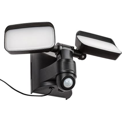 Rabalux - LED Solar wall flexible лампа със сензор и external panel 2xLED/5W/3,7V IP54 черен