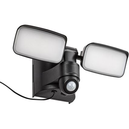 Rabalux - LED Solar wall flexible лампа със сензор и external panel 2xLED/5W/3,7V IP54 черен