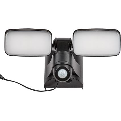 Rabalux - LED Solar wall flexible лампа със сензор и external panel 2xLED/5W/3,7V IP54 черен