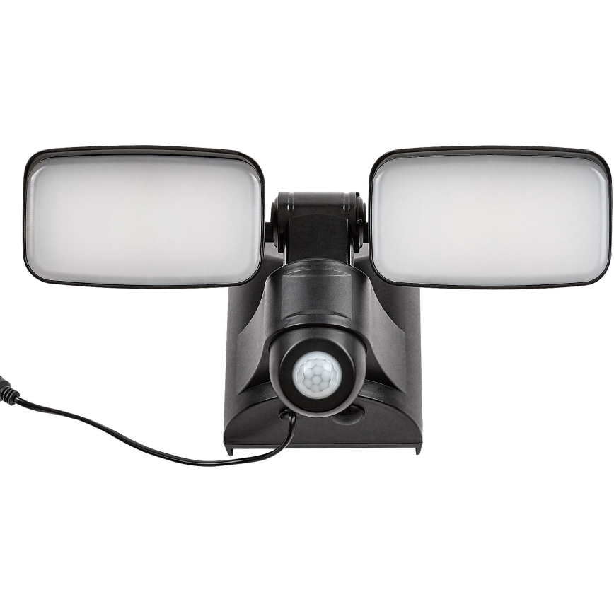 Rabalux - LED Solar wall flexible лампа със сензор и external panel 2xLED/5W/3,7V IP54 черен