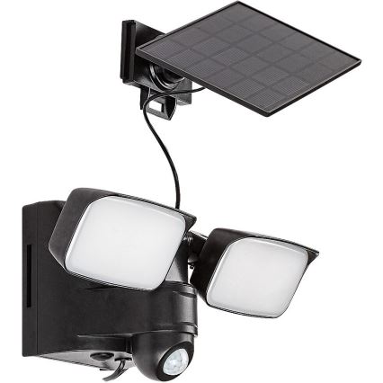 Rabalux - LED Solar wall flexible лампа със сензор и external panel 2xLED/5W/3,7V IP54 черен