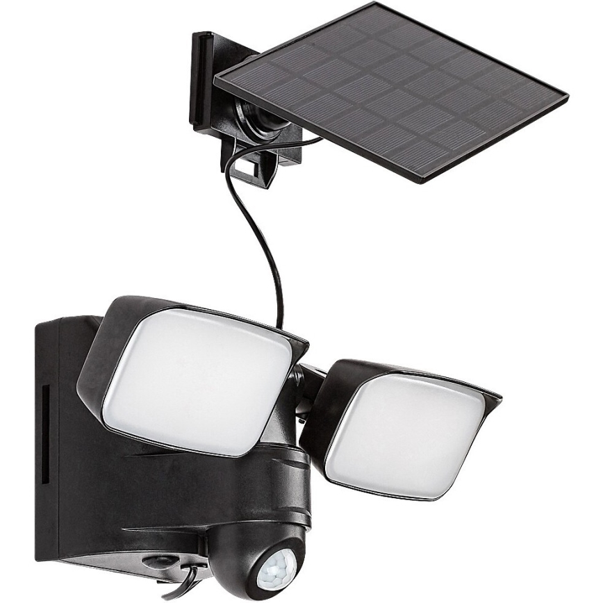Rabalux - LED Solar wall flexible лампа със сензор и external panel 2xLED/5W/3,7V IP54 черен