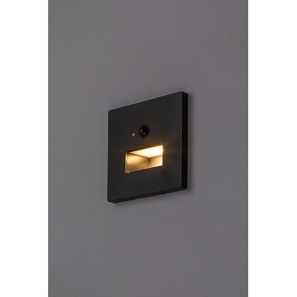 Rabalux - LED стълбищно осветително тяло с датчик за движение и сумрак LED/1W/230V 3000/4500/6500K черно