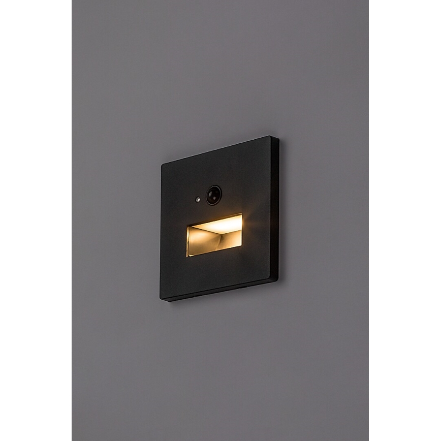 Rabalux - LED стълбищно осветително тяло с датчик за движение и сумрак LED/1W/230V 3000/4500/6500K черно