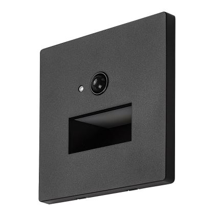 Rabalux - LED стълбищно осветително тяло с датчик за движение и сумрак LED/1W/230V 3000/4500/6500K черно