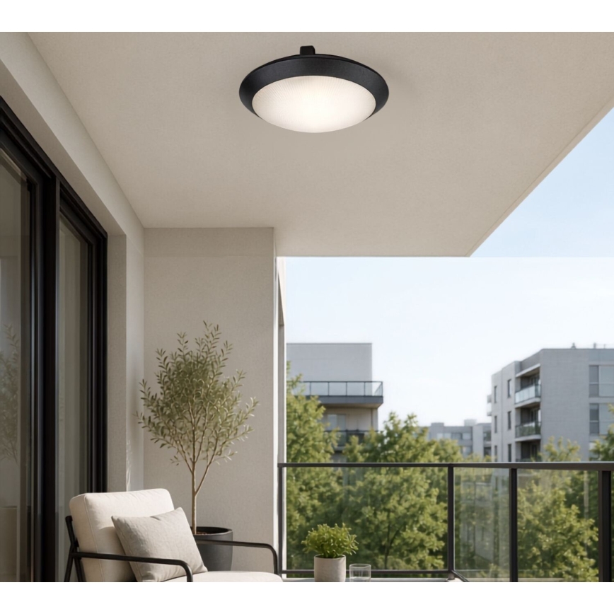 Rabalux - Външно таванно осветително тяло със сензор за движение, 1xE27/9W/230V, IP65, Ø 30 см, черно