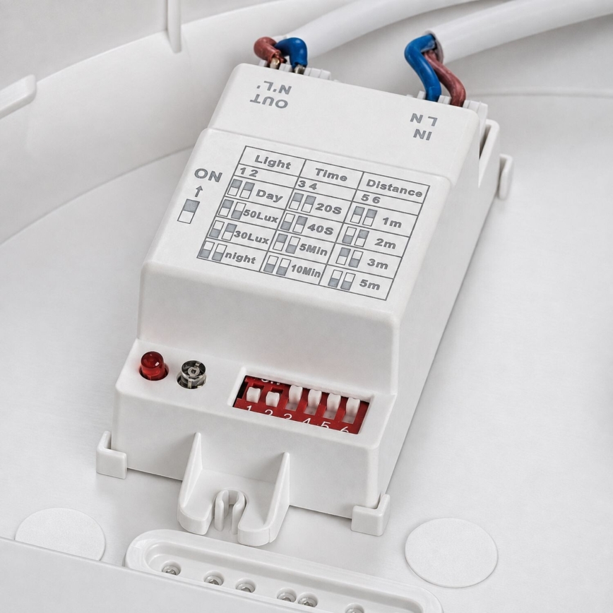 Rabalux - Външно таванно осветително тяло със сензор за движение 1xE27/9W/230V IP65 Ø 30 см бяло