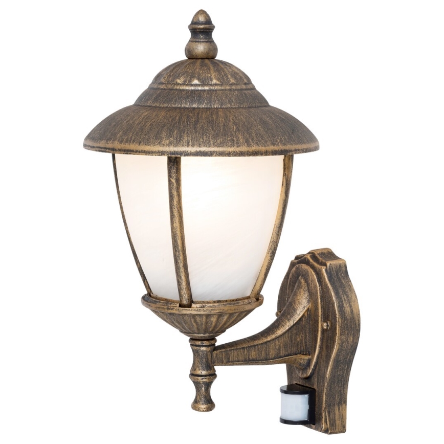Rabalux - Екстериорна лампа за стена със сензор 1xE27/60W/230V IP43 златна