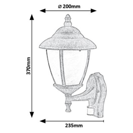 Rabalux - Екстериорна лампа за стена със сензор 1xE27/60W/230V IP43 златна