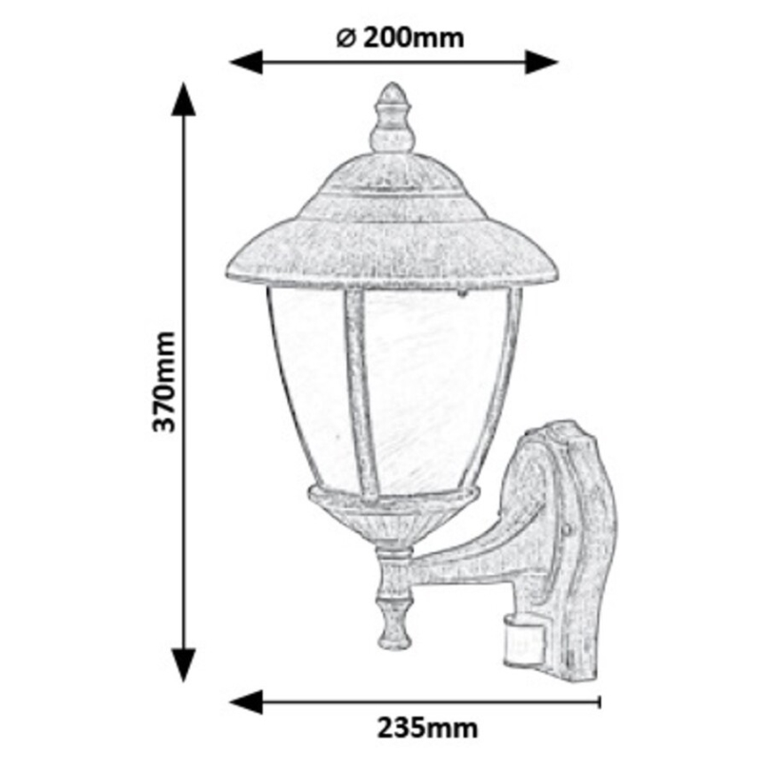 Rabalux - Екстериорна лампа за стена със сензор 1xE27/60W/230V IP43 златна