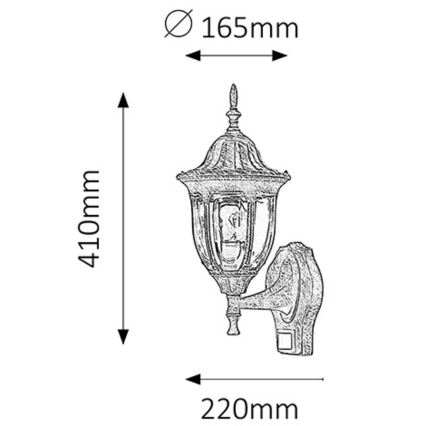 Rabalux - Външно стенно осветително тяло със сензор 1xE27/60W/230V IP43 злато/патина/черно