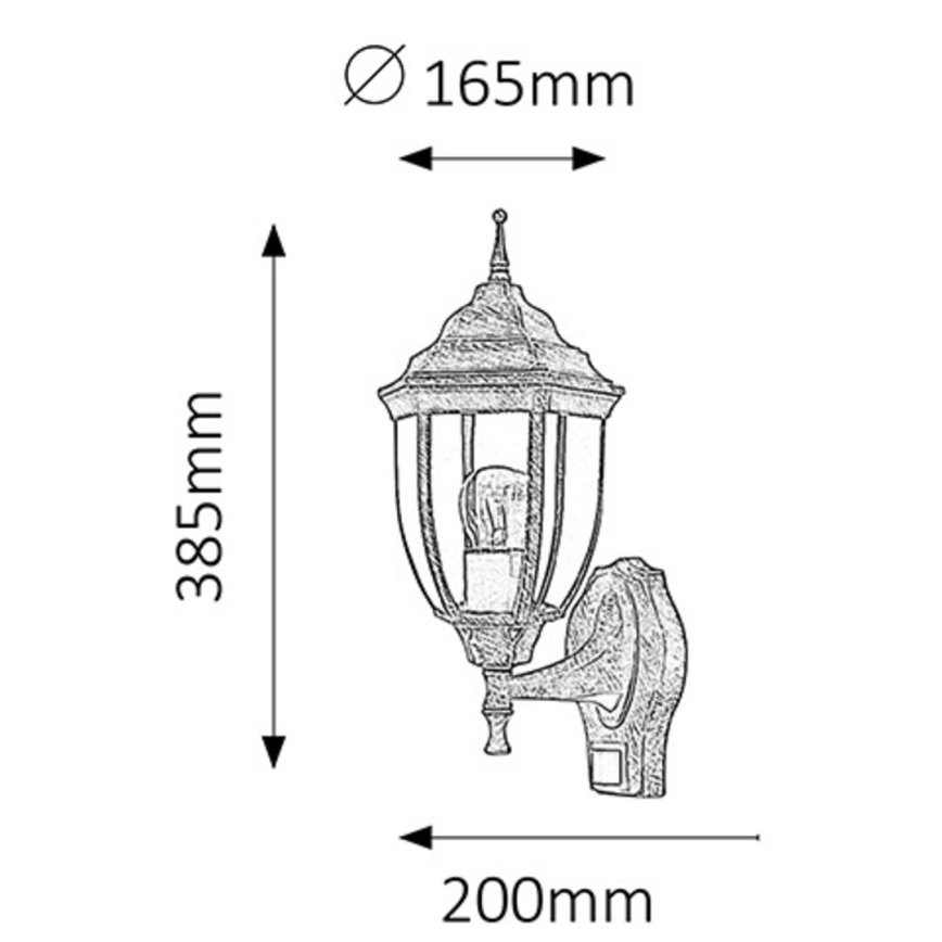 Rabalux - Екстериорна лампа на сензор 1xE27/60W/230V