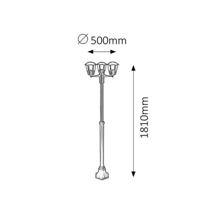 Rabalux - Външна лампа 3xE27/60W/230V IP44 1,81 m
