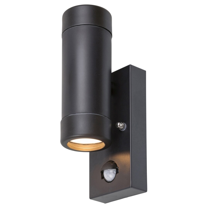 Rabalux - Екстериорна Стенна лампа със сензор 2xGU10/10W/230V черна IP44