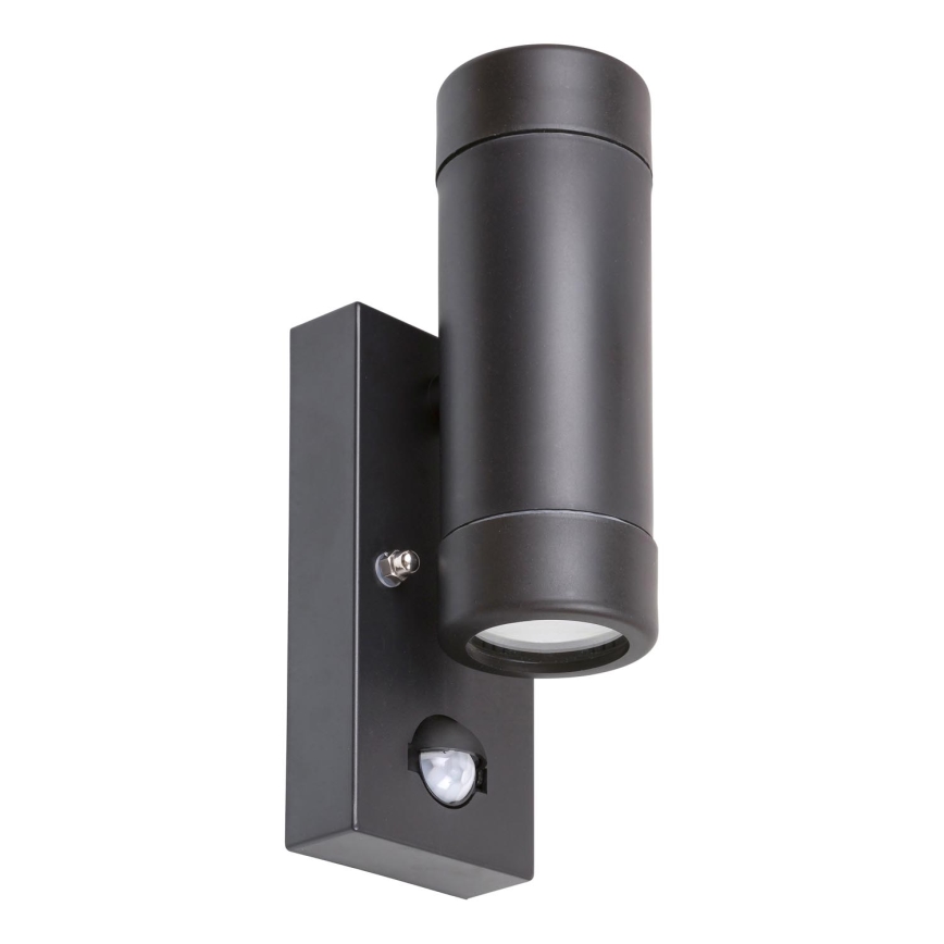 Rabalux - Екстериорна Стенна лампа със сензор 2xGU10/10W/230V черна IP44