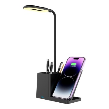 Rabalux - LED Димируема настолна лампа с безжично зареждане QI LED/4W/5V 3000/4000/6500K черен