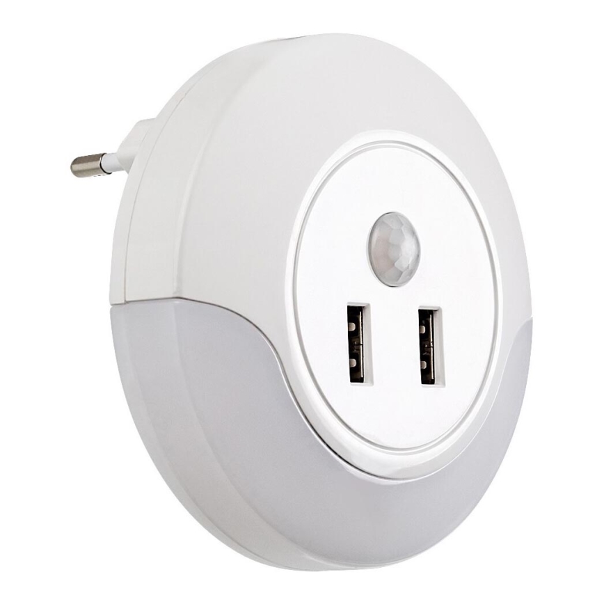 Rabalux - LED Нощна лампа контакт със сензор 2xUSB LED/13,9W/230V 3000K