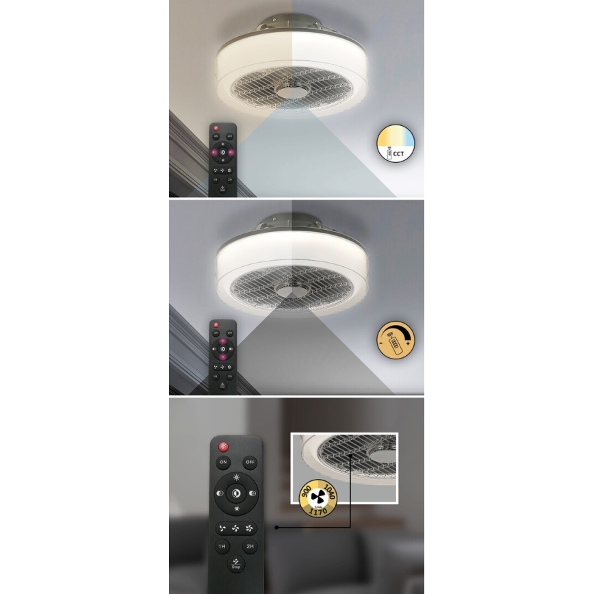 Rabalux - LED регулируемо таванно осветително тяло с вентилатор LED/30W/230V 3000-6000K + дистанционно управление