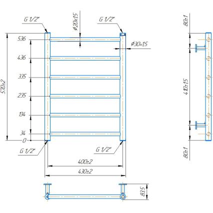 Радиатор-лира за баня INOX FLAT 122W/230V 57x43 cm неръждаема стомана/антрацит
