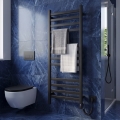 Радиатор за баня тип стълба с термостат AVANGARD 227W 120x48cm черен десен