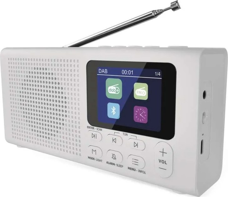 Радио DAB DAB+ FM 3W/5V/4xAA бяло