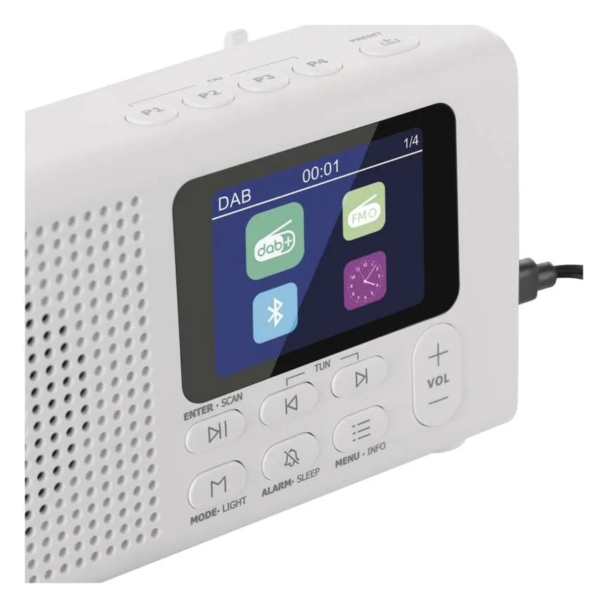 Радио DAB DAB+ FM 3W/5V/4xAA бяло