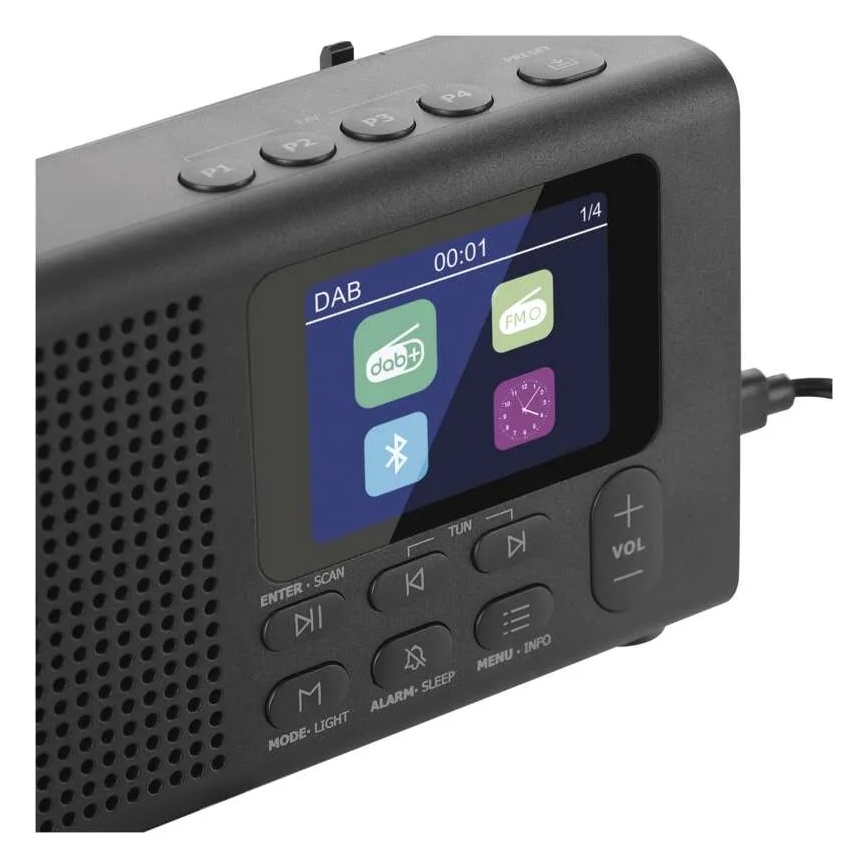 Радио DAB DAB+ FM 3W/5V/4xAA черно