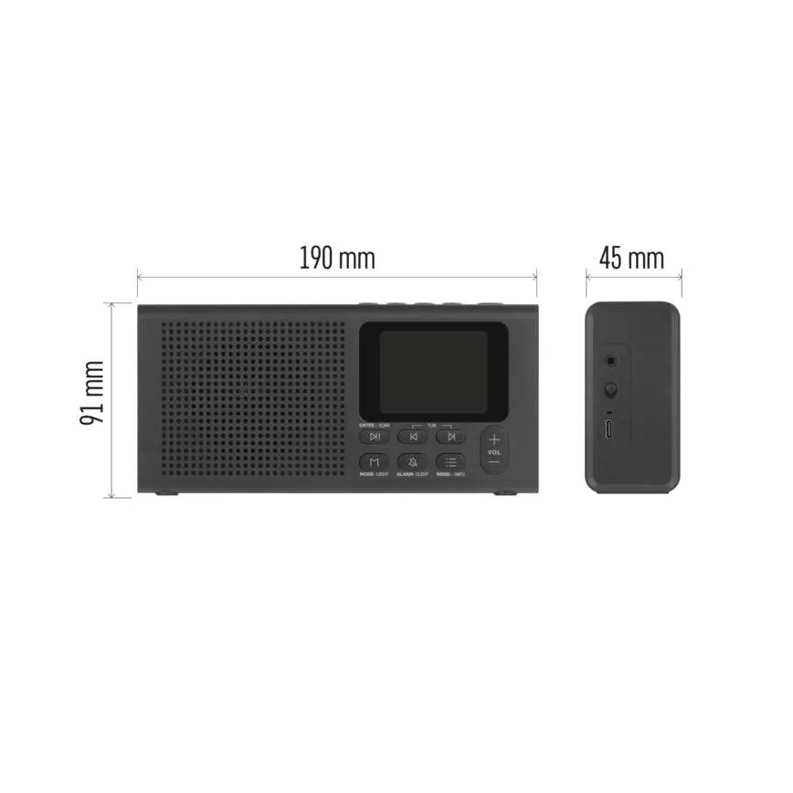 Радио DAB DAB+ FM 3W/5V/4xAA черно