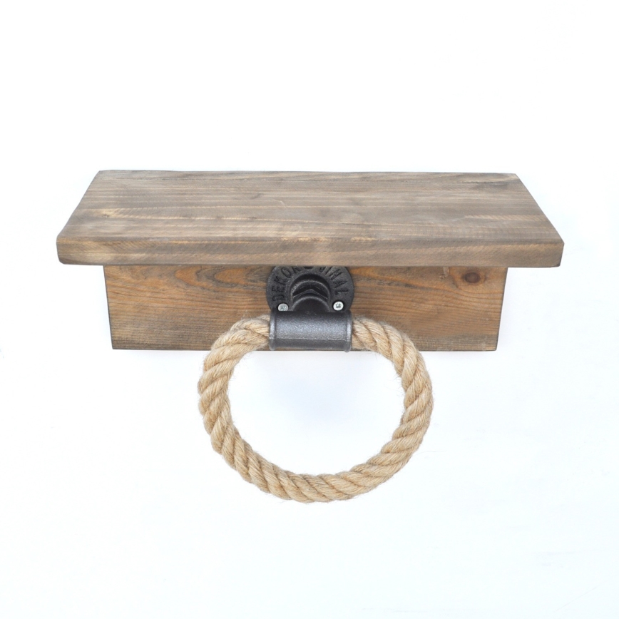 Рафт със закачалка за кърпа BORURAF 14x30 cм смърч