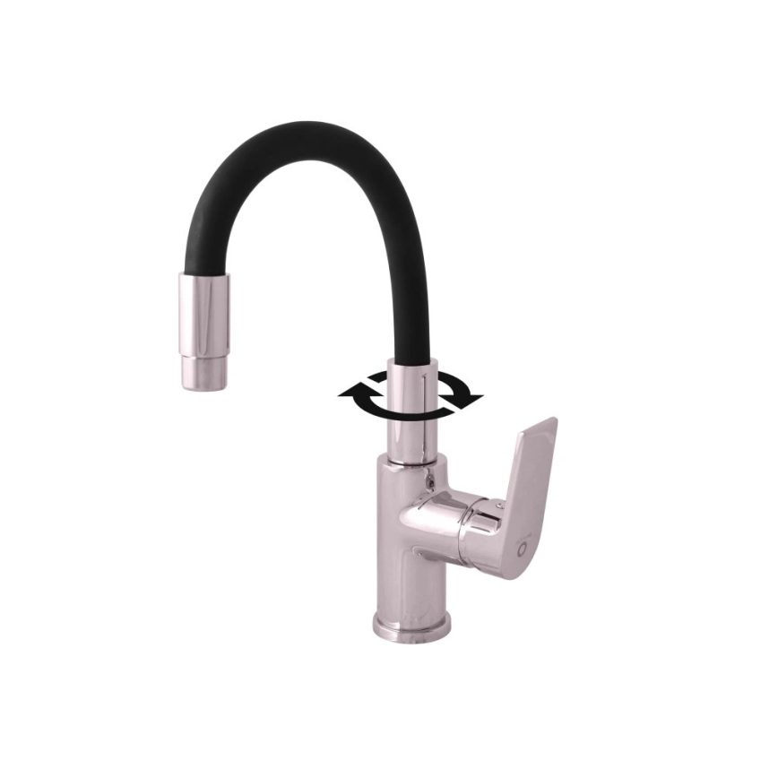 RAV Slezák CO119.0/15 - Смесител за мивка с гъвкав чучур COLORADO 25 см черен/лъскав хром