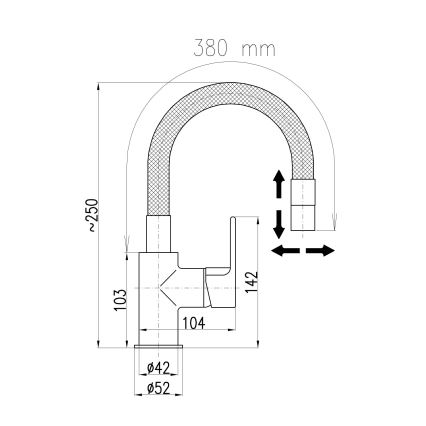 RAV Slezák CO119.0/16 - смесител за мивка с гъвкав изтеглящ се чучур и ръчен душ COLORADO 25 см черен