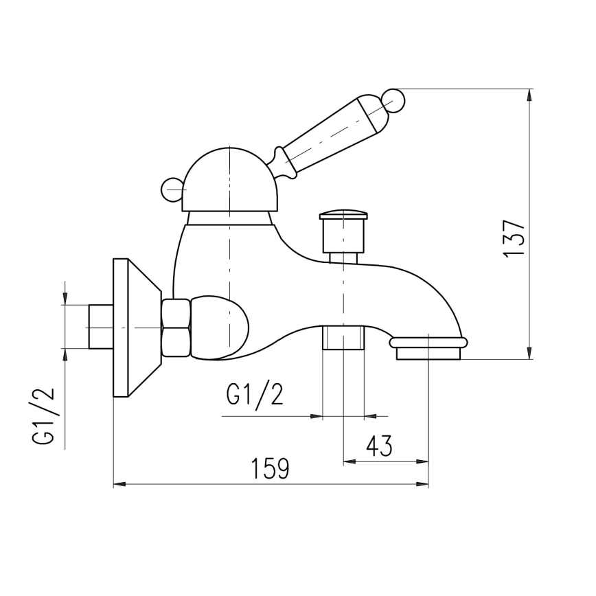 RAV Slezák L554.5SM - Смесител за вана LABE RETRO 13,7 см, античен месинг