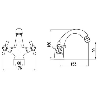 RAV Slezák MK143.0SM - Смесител за биде + изпускател MORAVA RETRO 16 cm античен месинг