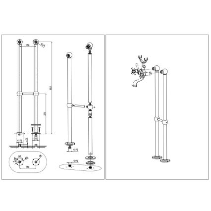 RAV Slezák MK150.5/2CMATSM - Комплект за вана със смесител MORAVA RETRO черен/месинг