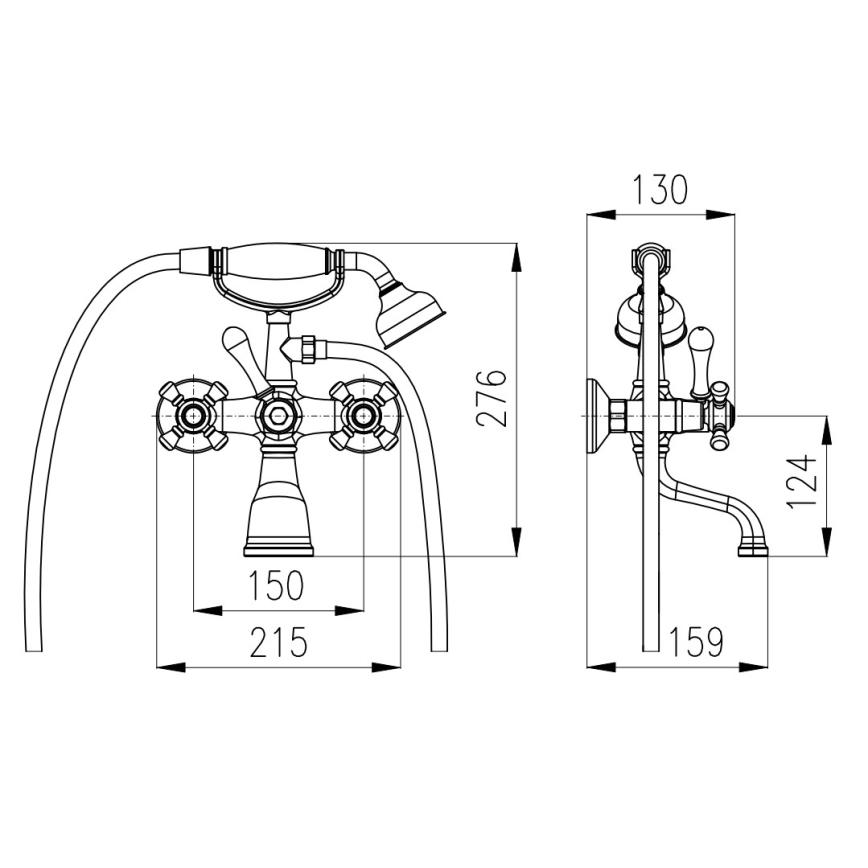 RAV Slezák MK159.5/2CMATSM - Комплект за вана със смесител MORAVA RETRO черен/месинг