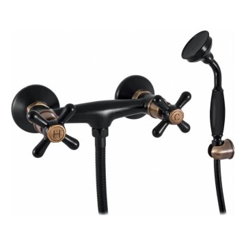 RAV Slezák MK180.5/1CMATSM - Душ комплект със смесител MORAVA RETRO, черно/месинг