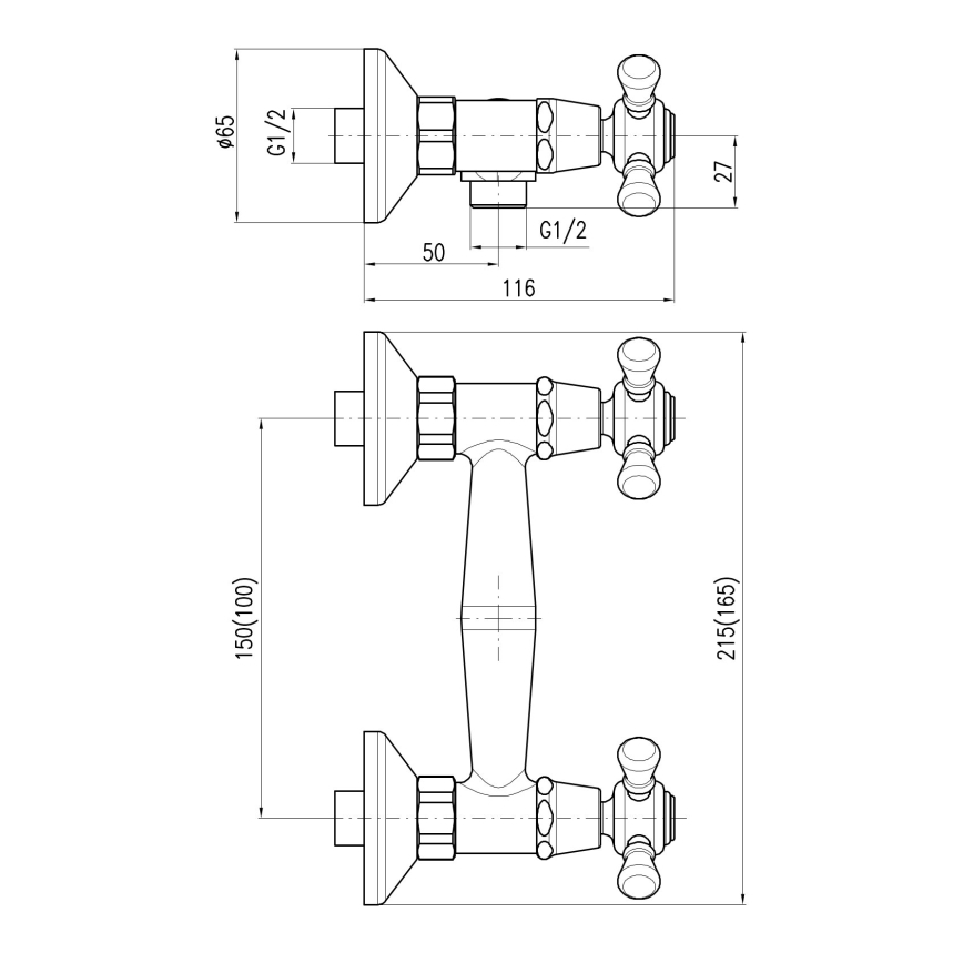 RAV Slezák MK180.5/2CMATSM - Душ комплект със смесител MORAVA RETRO черен/месинг