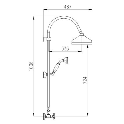 RAV Slezák MK181.5/3SM - Душ комплект със смесител MORAVA RETRO, античен месинг