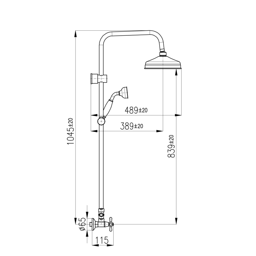 RAV Slezák MK181.5/7CMATSM - Душ комплект със смесител MORAVA RETRO черен/mесинг