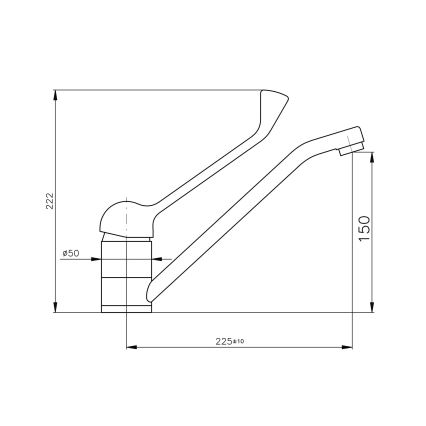 RAV Slezák MS605.0 - Смесител за умивалник с медицински лост MISSISSIPPI 22,2 см лъскав хром