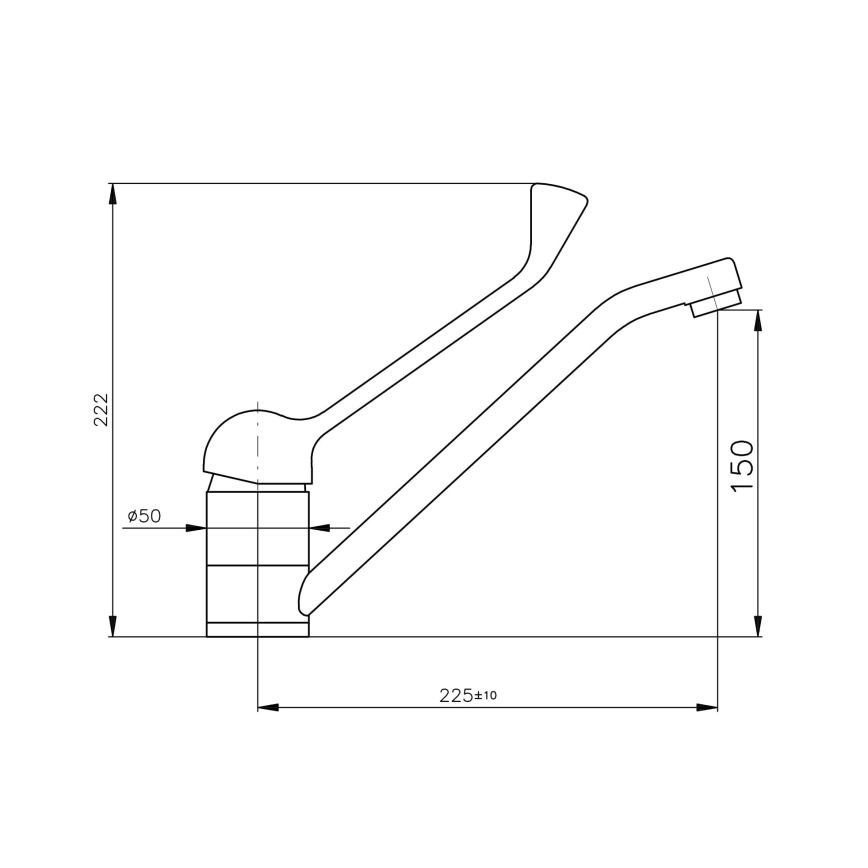 RAV Slezák MS605.0 - Смесител за умивалник с медицински лост MISSISSIPPI 22,2 см лъскав хром