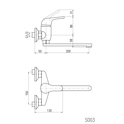 RAV Slezák SA001.5/23 - Смесител за кухненска мивка/умивалник SAZAVA, лъскав хром